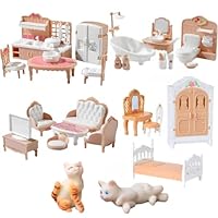 34Pcs Dolls House Furniture, Miniature Dollhouse Furniture Set Creative Play House Accessories for Imaginative Play Educational Toy for Doll House Enthusiasts