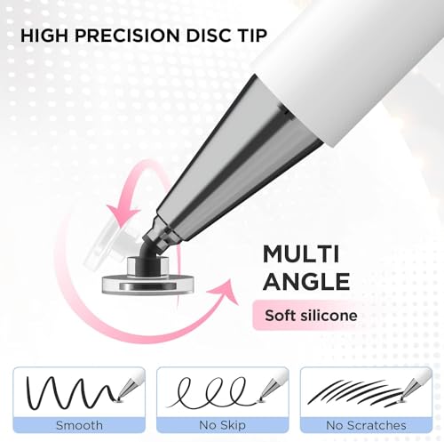 Image of Tablet Stylus Pen 2 in 1 for All Touch Screens Devices | Fine Point Tip | High Sensitivity & Precision Capacitive Pen with Compatible for iOS, Android, and Windows (White)