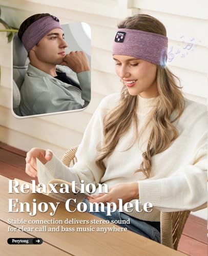 Image of Perytong Sleep Headphones Bluetooth 5.4, Wireless Sleep Headphones with HD Stereo Speakers for Side Sleepers, Breathable & Sweat-Proof Sports for Sleeping Running Yoga Travel Meditation