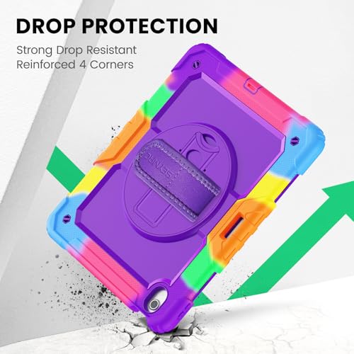 Image of SEYMAC for iPad Air 13 Inch Case M4 / M3 / M2 (2026 /2025 / 2024), Heavy Duty Shockproof Protective Case with Screen Protector, Rotating Stand, Hand /Shoulder Strap and Pen Holder, Colorful Purple