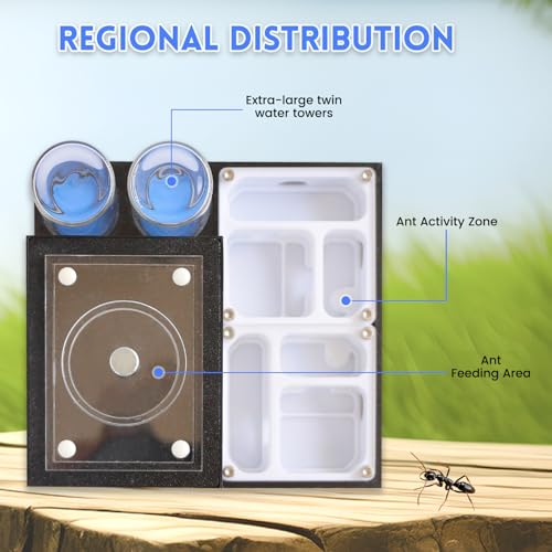 Yuyala Ant Farm Nest - Educational Habitat - Black and White Acrylic Design with Built-in Water Tower and Clear Observation Area (M-2)