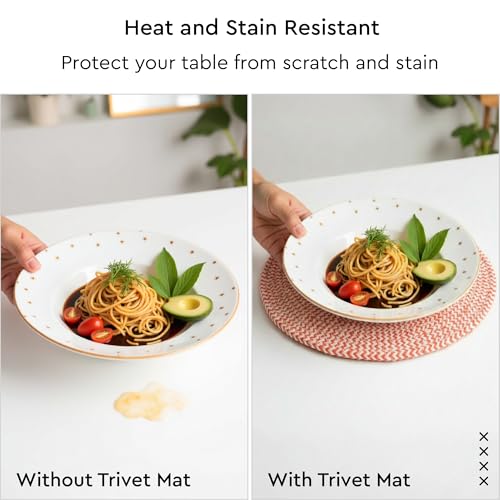 Image of Encasa XO Trivets for Hot Dishes, Heat Resistant Mat, Pot Holder Coral