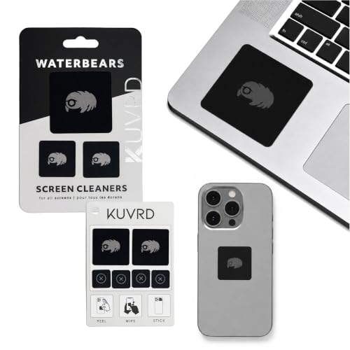 KUVRD Waterbear - Universal Screen Cleaners - Teeny Tiny Cleaning Tools for Your Lenses & Screens - 2-Pack - (1 Patch Set 1 Pad Set)