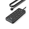 Surge Protector Power Strip (2100J), Anker 12 Outlets with 1 USB C and 2 USB Ports foriPhone 15/15 Plus/15 Pro/15 Pro Max, 5ft Extension Cord, Flat Plug, 20W USB C Charging for Home, Office,TUV Listed