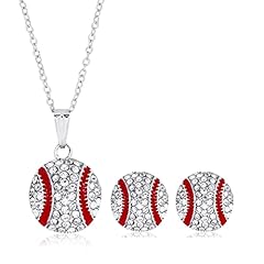 B-2Pcs Baseball Stud and Necklace