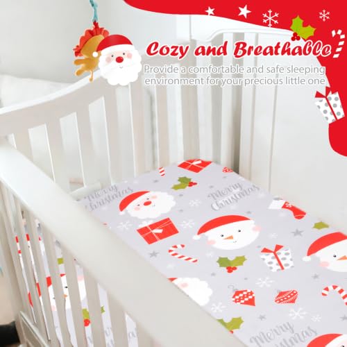 Image of JISEN Christmas Fitted Crib Sheets for Boys Girls 52x28 Inch Santa Claus