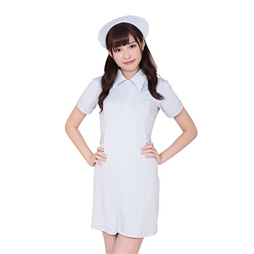 A&TCollection 癒しのエンジェルナース/優しい水色&前開きチャック コスチューム レディース