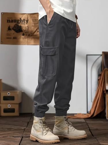 Image of Leriya Fashion Men's Cargo Pants | 6 Pocket Cotton Cargo Joggers for Men | Loose Fit Stylish Pant with Pockets | Casual Baggy Trousers & Streetwear Lower