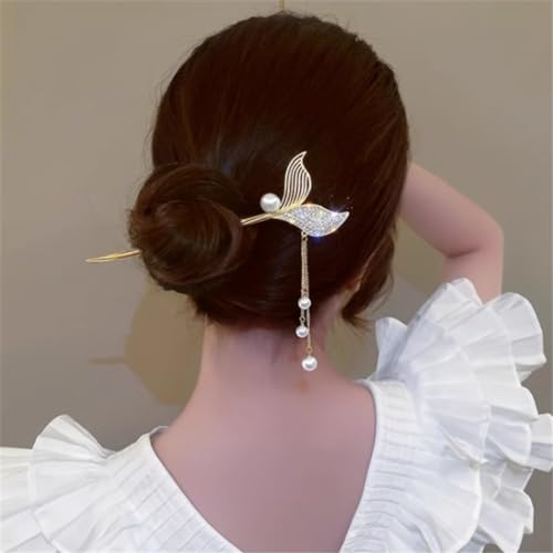 Épingle à cheveux queue de sirène avec gland pour chignon moderne chic - 4