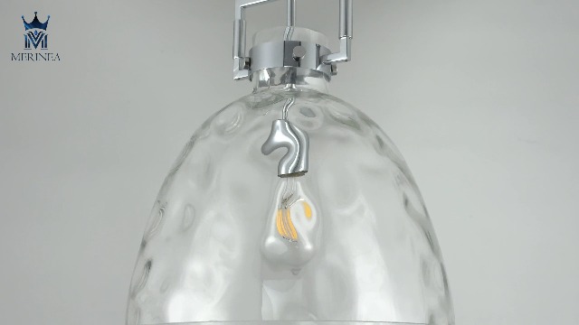 Image of 13.8 inch Chrome Glass Pendant Light, Hammered Clear Glass, E26 Light | 13.8 inch chrome hammered glass pendant light with adjustable chain and E26 socket for kitchen islands and dining rooms