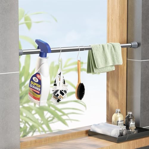 Image of Tension Rod 16 to 26 Inch Sliver Tension Curtain Rod No Drill Spring Tension Rod 2pack Small Tension Rod for Cupboard Closet Bookshelf Diy Projects Wardrobe Spring Loaded Curtain Rods