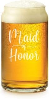 MIP 16 oz Beer Can Glass Bridal Party Maid Of Honor