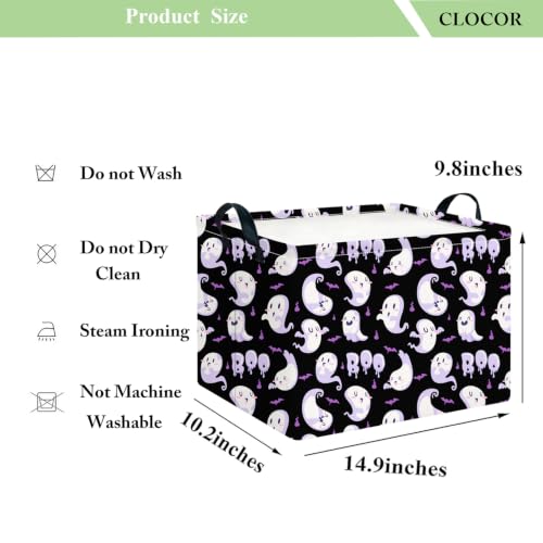Image of CLOCOR Rectangular Storage Basket,Waterproof Books Box with Handles,Gift Basket(UU Ghost Halloween)