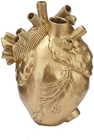 Ddewing Anatomical Heart Vase for Flowers, Resin Heart Shape Vases for Flowers, Heart Sculptures Desktop Ornament for Home Shelf Table Centerpieces