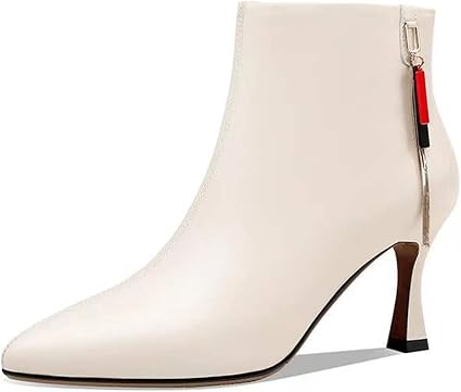 JIANMIN Moda Donna Stivali Inverno Lana Tenere Caldo Punta Punta Cerniera  Caviglia Scarpe Vera Pelle Tacchi Sottili Pizzo-up Scarpe (Colore: Beige, Taglia  Scarpe: 8.5) : Amazon.it: Scarpe e borse