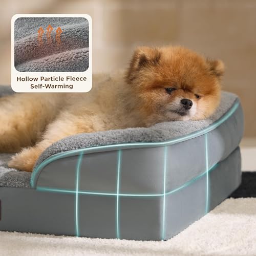 Image of Bedsure Self Warming Orthopedic Dog Bed Medium Size Dogs - Washable Medium Dog Bed Waterproof, Comfort Pet Couch with Removable Cover, Pets Sofa with Nonskid Bottom, Grey, Non-Electric