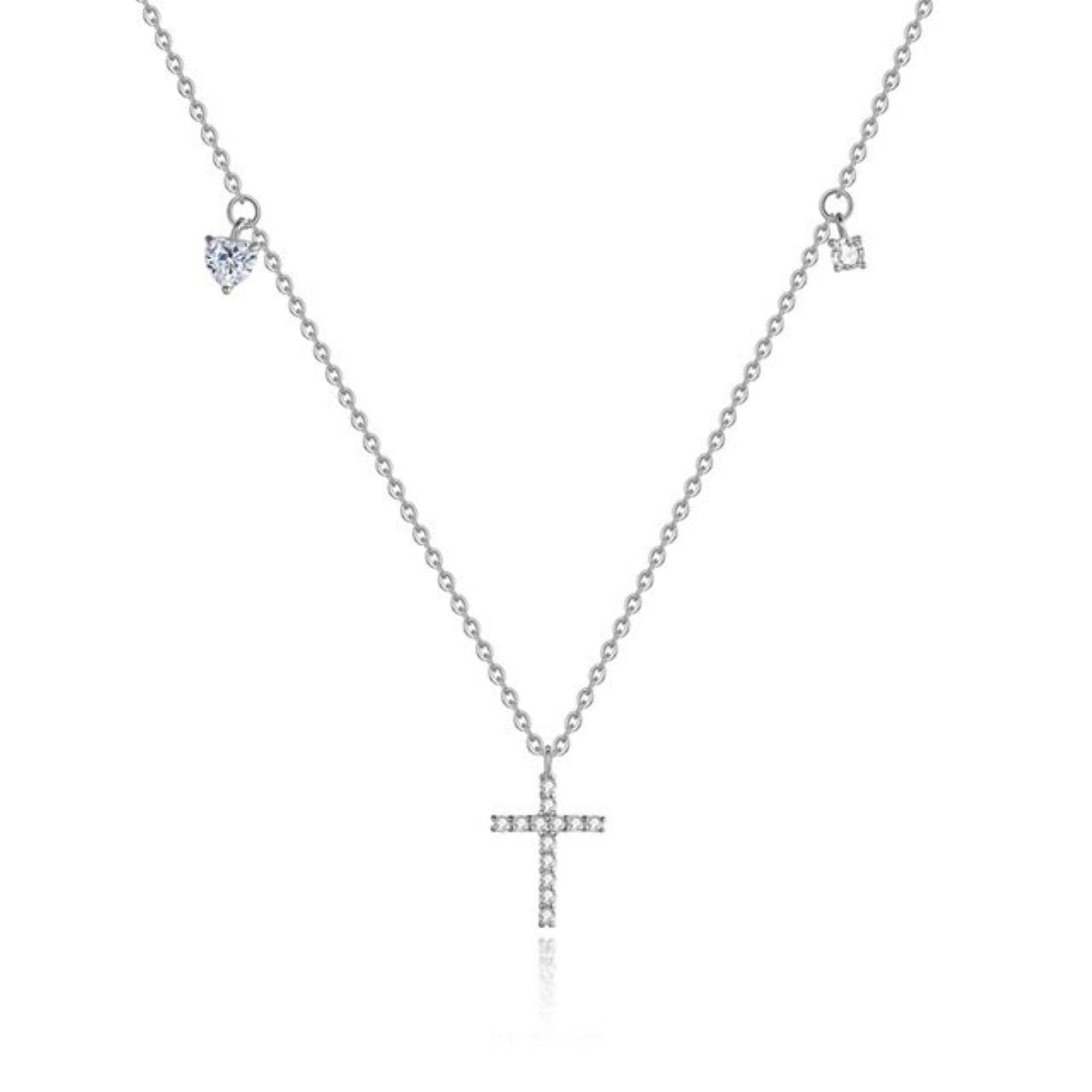 Collier fleur véritable pendentif Cz anti ternissement pour décolleté mariage - 4