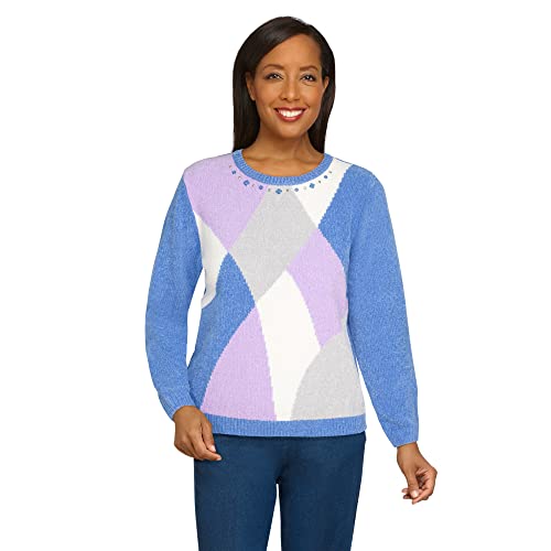 Alfred Dunner Women s Chenille Colorblock Sweater Size L Periwinkle