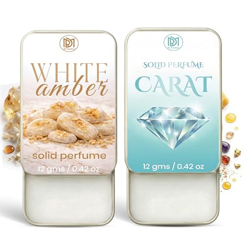 Image of Dr.Mashur Solid Perfume |Carat&White amber Alcohol Free Wax Perfume Balm, Long Lasting | Pocket Tin 12g, Pack Of 2| Non Greasy Smooth Glide, Travel Friendly Men And Women