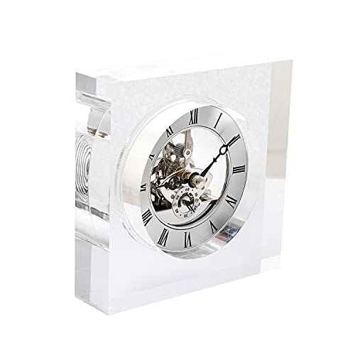 Mouchoi Modern Acrylic Desk Clock, European Style Analog Clock, Home Office Decor, Silver #TOP2