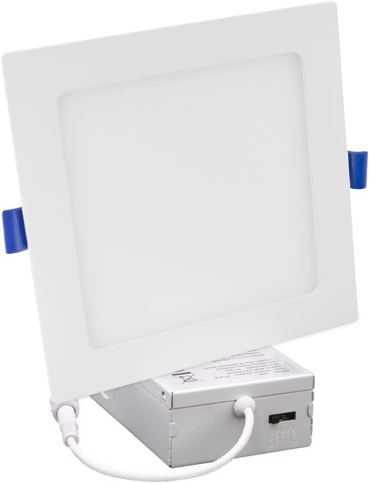 Maxxima 6 in Slim LED Downlight Canless Square 5 CCT Ultra-Thin Recessed, 1000 Lumens Flat Panel Light, Color Select 2700K-5000K (2700K/3000K/3500K/4000K/5000K) IC Rated Dimmable Junction Box Included - Image 7