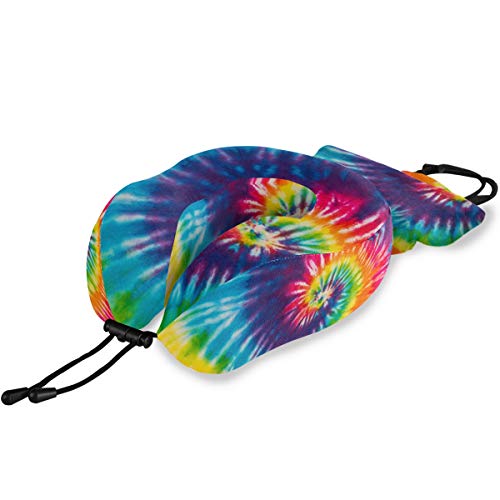 ALAZA Memory Foam Neck Pillow, Abstract Swirl Design Tie Dye Comfort Travel Pillow for Head, Neck, Chin Support