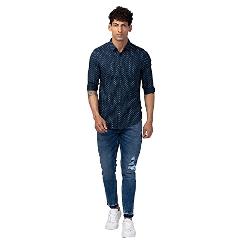 Image of Spykar Men's Slim Fit N /A Full Sleeve Printed Casual Shirts