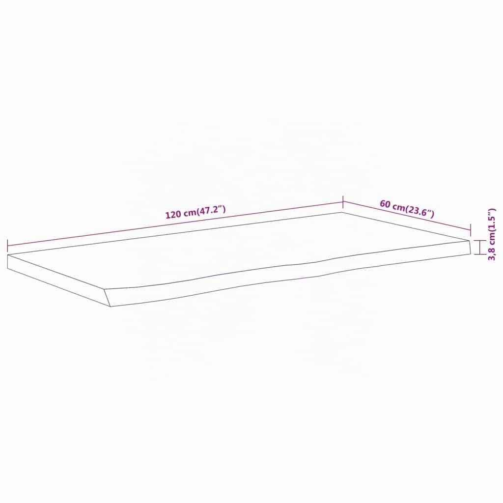 vidaXL Encimera de baño Rectangular Madera Maciza Acacia 120x60x3,8 cm