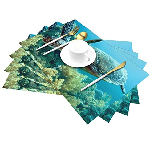 Lot de 4 sets de table tortue de mer idée cadeau maison - 3