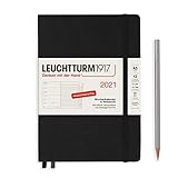 LEUCHTTURM1917 361815 Wochenkalender & Notizbuch 2021 Hardcover Medium (A5), 12 Monate, Schwarz, Deutsch