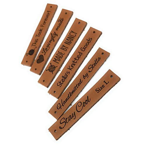 Leather labels, knitting labels, personalized logo labels, crochet labels, custom made logo labels, branding leather tags, set of 25