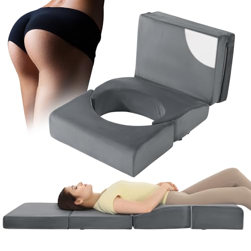 HOMBYS Adjustable Size BBL Pillow After Surgery for Sleeping High Density Foam Foldable BBL Brazilian Butt Lift Pillow Post Surgery Recovery for Sleeping BBL Recovery Must Haves Grey