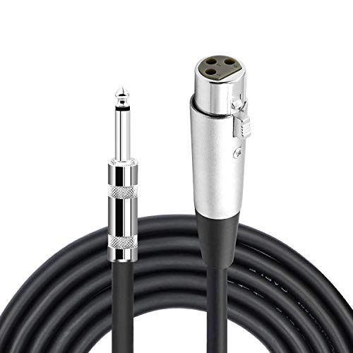LoongGate Câble Mic XLR Femelle vers TS 6,35mm Mono Mâle Plug Asymétrique Interconnect Cordon pour Amplificateurs, Instruments de Musique, etc. 3M Cover