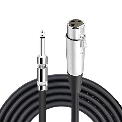 LoongGate Microphone Cable XLR Female to 1/4 Inch 6.35 mm TS Mono Male Plug Unbalanced Interconnect Cord for Amplifiers, Instruments etc. (3M/10ft)