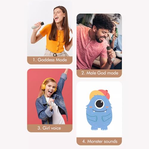 Karaoke Machine,Mini Karaoke Machine with 2 Wireless Microphones,Dual Noise Reduction Bluetooth Karaoke Machine,Multiple Mode Portable Bluetooth Speaker with Voice Changing Effect
