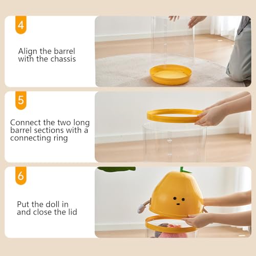 Couvercle de rangement de peluches sur tube vertical transparent