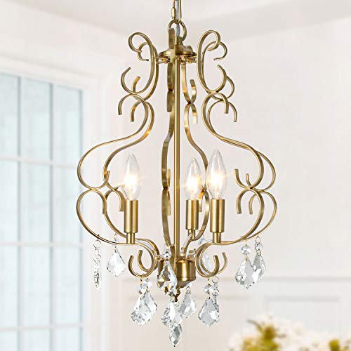 KSANA Crystal Chandelier, Chandelier Light Fixture with K9 Crystal, Modern Pendant Lighting for Kitchen Island, Dining Room and Bedroom, 13’’ D x 18’’ H