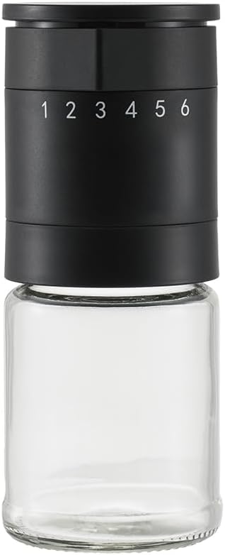 Mr YD Manual Salt and Pepper Grinder - 6 Adjustable Grinding Levels, Lightweight Plastic & Compact Design for Kitchen, Camping (Black)
