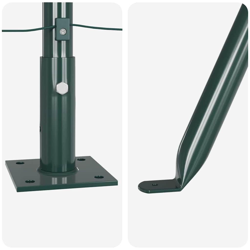 Postes para valla para hormigón, 52 unidades, color verde | Acero con recubrimiento en polvo, base de hormigón estable, resistente a la intemperie, diseño moderno, para jardín y terraza