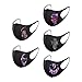 GLZBD 5PC Adulte imprimé Soie glacée Mas-ques Noir avec Brosse Cache-Oreilles Mas-Que Bouche Visage Coton,Tissu Lavable, Réutilisable pour Cyclisme Camping Voyage Bandeau Respirant Bavoir Masque Nasal