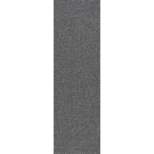 nuLOOM Wynn Braided Indoor/Outdoor Runner Rug, 2' 6" x 16', Charcoal