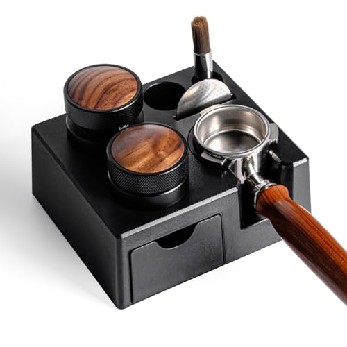 Tamper Station Universal para Barista 51-58mm, Soporte de Apisonamiento de Espresso, Ajustable Tamping Soporte para Guardar el Tamper de Espresso, Dispensador, Portafiltros (Excluyendo accesorios)