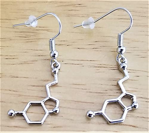 Kit's Kiss Serotonin Molecule Earrings Psychiatrist Gift Psychologist Neurologist Neurotransmitter Happy Chemical Science Chemistry Biology Psychiatry Jewelry Molecules Student Teacher Lover (G0001)3