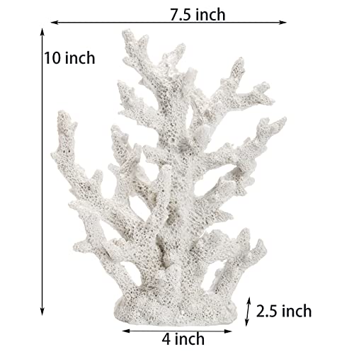 Topzea Artificial Coral Ornament, Resin Faux Coral Aquarium Decor White Coral Reef Decor Decorative Sea Coral Stony Coral Realistic Underwater Sea Plant For Fish Tank Decoration, Bathroom, Living Room #TOP1
