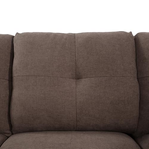 Image of L-Shaped 3-Piece Breathable Fabric Sofa with Ottoman, Sectional Couch Set for Living Room, Office, Apartment, with Cup Holder, Brown