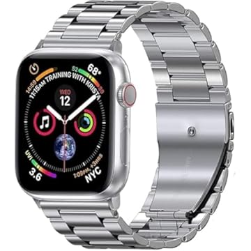 Bracelete Elos Prata compatível com Apple Watch 38mm 40mm 41mm 42mm 44mm 45mm, pulseira de aço inoxidável para iWatch Series SE / 7/6/5/4/3/2/1- (C7COMPANY) (38/40 / 41)