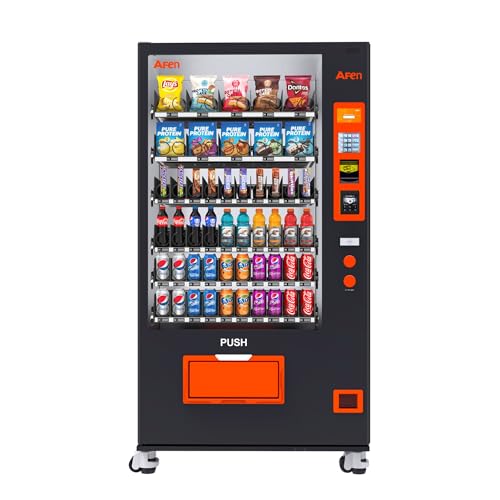 Afen Commercial Vending Machine Snack & Drink 60 Slot Refrigerated Soda Combo Vending Machine for Business Fatory Bulk Cashless, Bill Acceptor and Card Reader