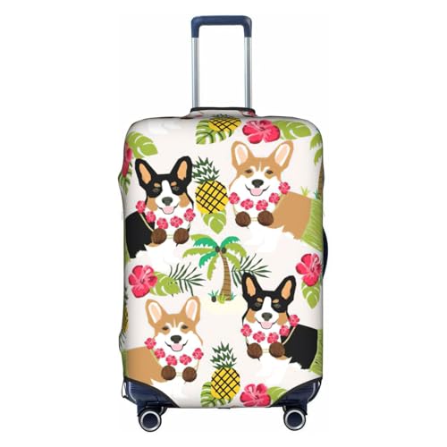 PPHGUT Corgi - Funda elástica para maleta de viaje con estampado de piña tropical hawaiana, impermeable, ligera, White, S, Organizador de bolsas