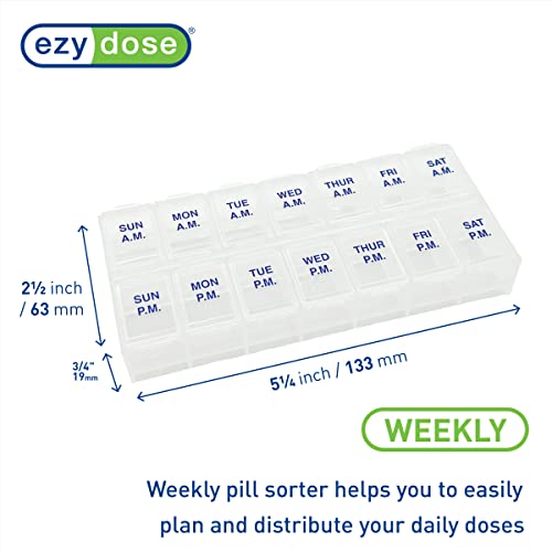 Image of Ezy Dose Weekly 7-Day AM /PM Pill Organizer, Vitamin Case and Medicine Box, Medium Compartments for Twice-Daily Dosing, Natural Color Design, Easy-Open Lids, Portable and Perfect for Home or Travel Use