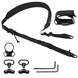JOAASU Correa Portafusil 2 Punto, Cabestrillo de Rifle, Eslinga de Rifle Ajustable, Correa Flexible con Ganchos de Metal, Ideal para Deportes al Aire Libre y Caza (Negro)